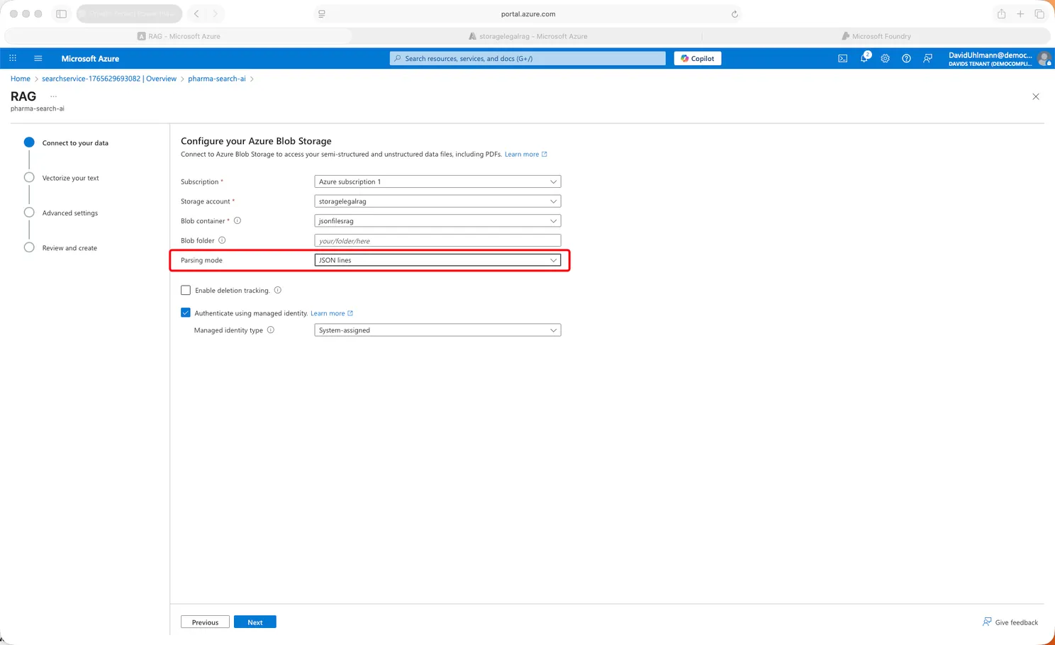 Parsing Mode of Files Azure AI Search